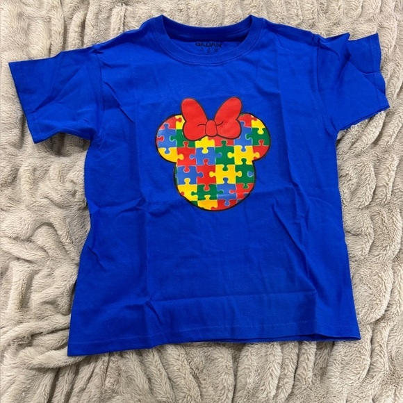 Gildan Other - Blue Gildan Minnie Mouse Puzzle Piece Youth Tee Size S (6/6X)